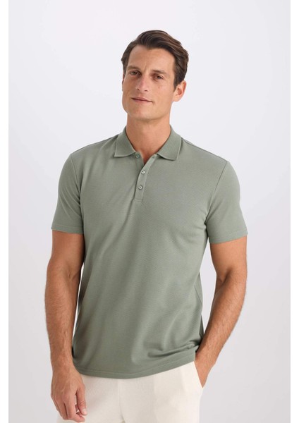 Slim Fit Dar Kesim Polo Yaka Kısa Kollu Pamuklu Modal Karışımlı Basic Düz Tişört M6609AZ25SP