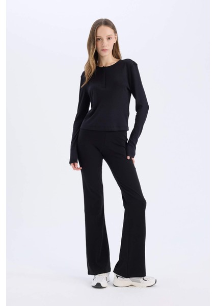 Coool Flare Fit Esnek Belli İspanyol Paça Ribana Pantolon E0628AX25SP
