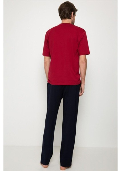 5370 Pijama Şort 3 Lü Damat Çeyiz Seti - Bordo modelleri