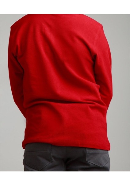 Kırmızı Polo Yaka Lakost T-Shirt Uzun Kollu Okul Tişörtü modelleri