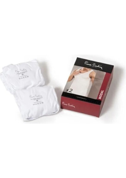 2'li Paket, Erkek Atlet Set, Pamuklu & Modal & Likralı Beyaz
