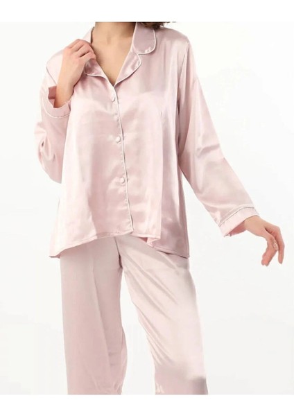 Kadın Pudra Saten Gelin 6'lı Çeyiz Seti Sabahlık & Gecelik & Pijama Şortlu Takım Q8U6O3K0KKA
