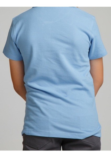 Mavi Polo Yaka Lakost T-Shirt Kısa Kollu Okul Tişörtü fırsatları