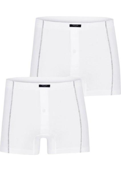 Pamuklu Penye Erkek Klasik Düğmeli 2'li Beyaz Boxer Q4.u.0o.k5.k.a.p.c