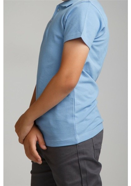 Mavi Polo Yaka Lakost T-Shirt Kısa Kollu Okul Tişörtü modelleri