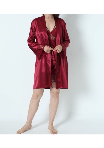 Kadın Bordo Saten Gelin 6'lı Çeyiz Seti Sabahlık & Gecelik & Pijama Şortlu Takım Q8U6O7K0KKA fırsatları