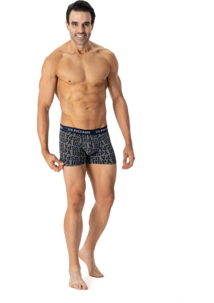 U.s Polo Assn. 80503 Erkek Pamuklu 3'lü Boxer-Indigo&lacivert&baskılı indirimleri