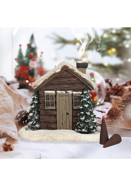 Gobo Kar Efektli Ev Şeklindeki Yılbaşı Temalı El Boyaması Tütsülük (Yurt Dışından)