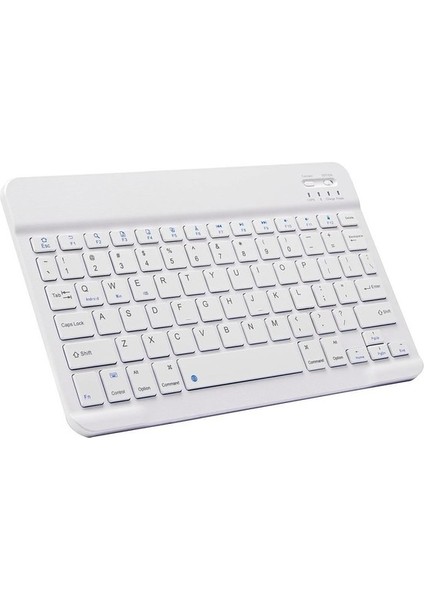 Tezmax Apple iPad Mini 6 2021 6. Nesil 8.3" Uyumlu Kablosuz Bluetooth Şarj Edilebilir Mini Q Klavye - Beyaz (Yurt Dışından)