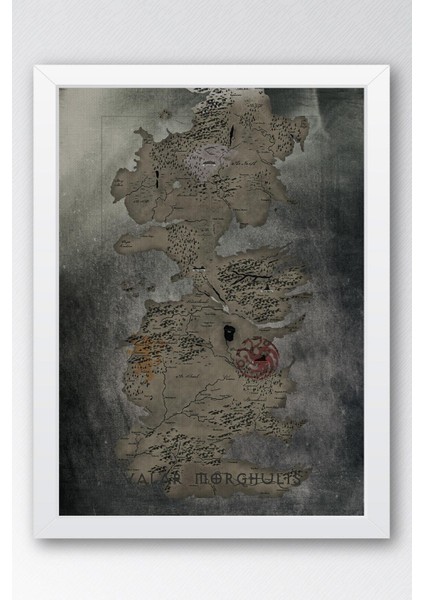 Game Of Thrones Haritası Çerçeveli Tablo - Taht Oyunları Dizi Posteri Tablo