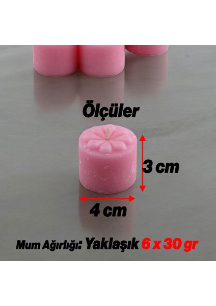 Baton Mum Mini 6'lı Pembe Silindir Dekoratif Mumu Kandil Fitilli Mumlar Şamdan Kokusuz modelleri