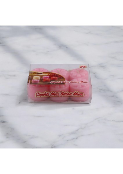 Baton Mum Mini 6'lı Pembe Silindir Dekoratif Mumu Kandil Fitilli Mumlar Şamdan Kokusuz fırsatları
