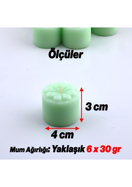 Baton Mum Mini 6'lı Yeşil Silindir Dekoratif Mumu Kandil Fitilli Mumlar Şamdan Kokusuz fırsatları