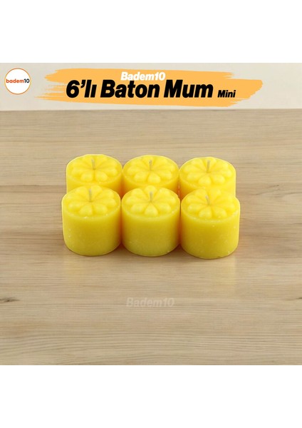 Baton Mum Mini 6'lı Sarı Renk Silindir Dekoratif Mumu Kandil Fitilli Mumlar Şamdan Kokusuz