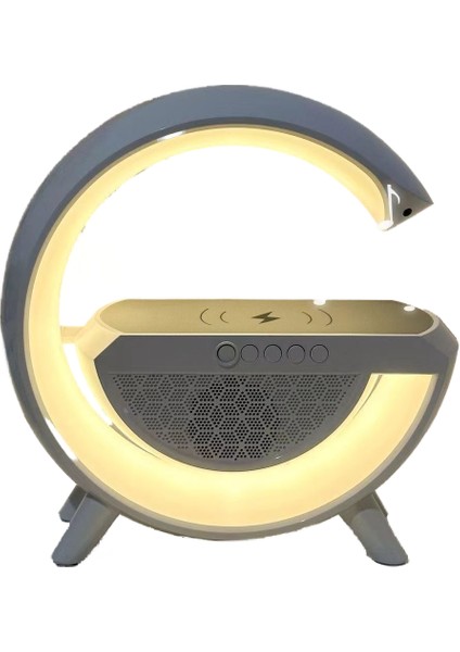 Bluetooth Ses LED Saat Kablosuz Şarj Ses 13 Renkli Ortam Işığı (Yurt Dışından)