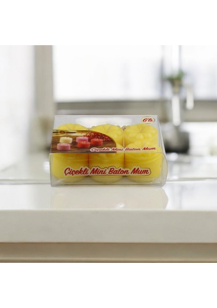 Baton Mum Mini 6'lı Sarı Renk Silindir Dekoratif Mumu Kandil Fitilli Mumlar Şamdan Kokusuz fiyatları