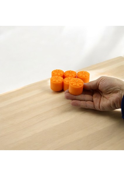 Baton Mum Mini 6'lı Turuncu Silindir Dekoratif Mumu Kandil Fitilli Mumlar Şamdan Kokusuz modelleri