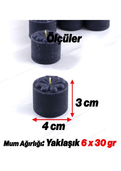 Baton Mum Mini 6'lı Siyah Silindir Dekoratif Mumu Kandil Fitilli Mumlar Şamdan Kokusuz fırsatları