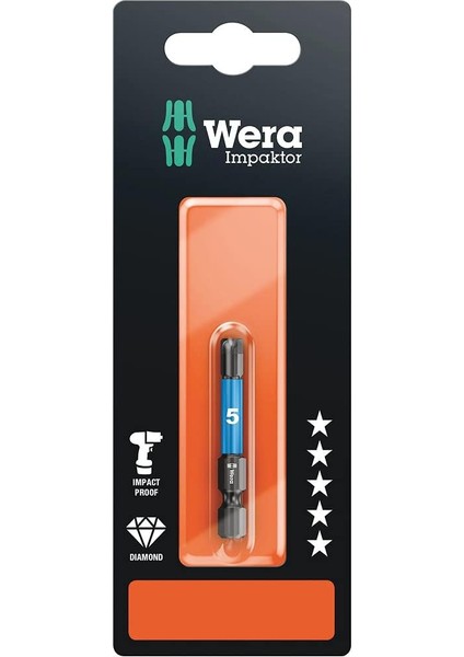 840/4 Imp Dc Impaktor Bits Sb 5,0 Uçlar, Hex-Plus, 5.0 x 50 Mm, 05073945001