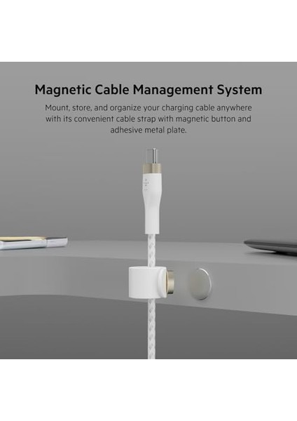 Boostcharge Pro Flex Örgülü USB C Tipi - C Kablosu (1m/6,6ft), Usb-If Sertifikalı Güç Dağıtımı Pd Hızlı Şarj Kablosu - Beyaz