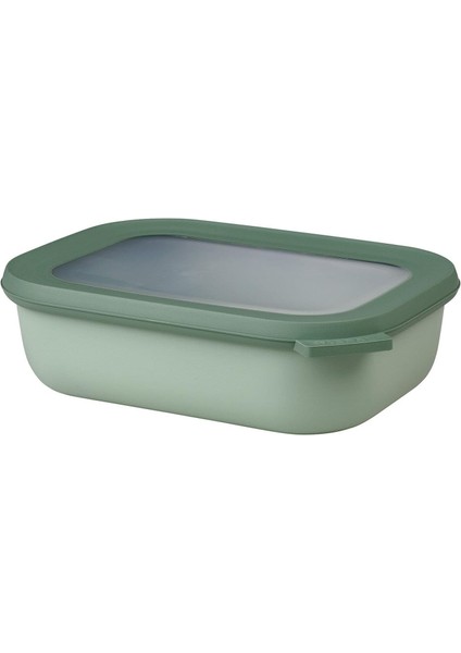 - Multi Bowl Cirqula Rectangular - Kapaklı Saklama Kabı - Buzdolabı Için Hava Geçirmez Saklama Kutusu ve Mikrodalga Fırın Kabı Olarak Uygundur - 1000 ml - Nordic Sage