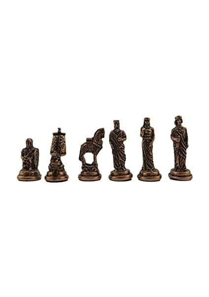 Orta Boy Metal Truva-Sparta Satranç Takımı Antik ve Rustik Desenli Sandıklı Mdf Tahtası (36X36X6 Cm.) modelleri
