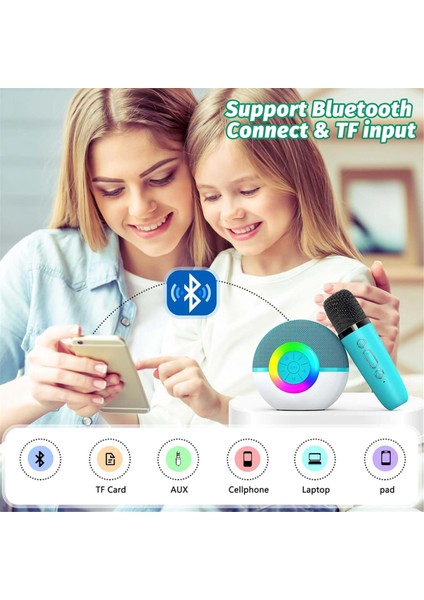 Mini Karaoke Makinesi 2 Mikrofonlu Bluetooth Mikrofonlu Şarkı Oyuncakları B (Yurt Dışından)