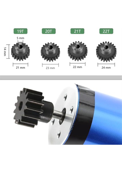 4 Adet 19T 20T 21T 22T M1 Pinyon Dişli Metal Uyumlu 5Mm Rc Motor Şaftı (Yurt Dışından) fiyatları