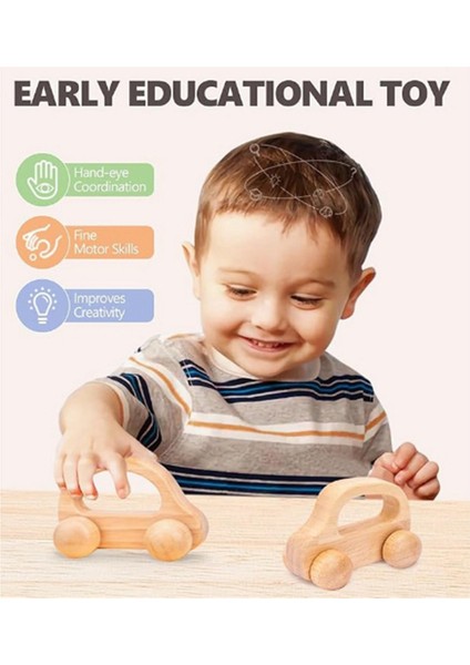 2 Adet Bebek Ahşap Araba Oyuncak Erken Eğitim Ahşap Oyuncak Erkek Çocukları Nötr Dekor (Yurt Dışından)