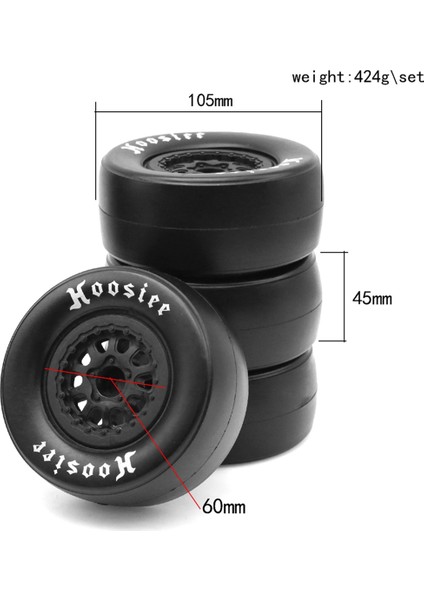 4pcs Kauçuk Rc Lastikler ve Tekerlek Jantları Yolda 1:10 Için Hex 4WD Yarış Rc Araba 105MM (Yurt Dışından)