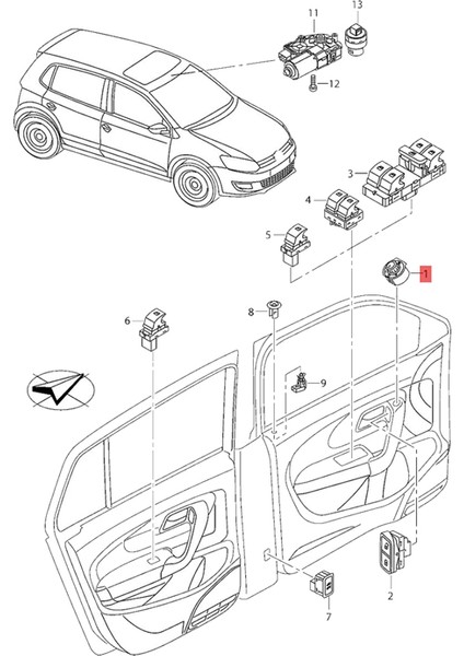 Vw Arka Ayna Anahtarı Için Ayna Kontrol Ayarlama Düğmesi Düğmesi (Yurt Dışından)