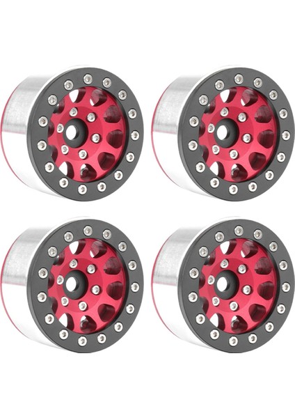 Kırmızı Siyah Kenar 4 Adet 1.55 Inç Metal Jant Model Araba Aksesuarları (Yurt Dışından)