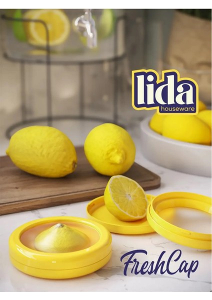 3'lü Freshcap -Meyve,sebze,soğan,limon ve Domates Saklama Kabı Esnek ve Yeniden Kullanılabilir