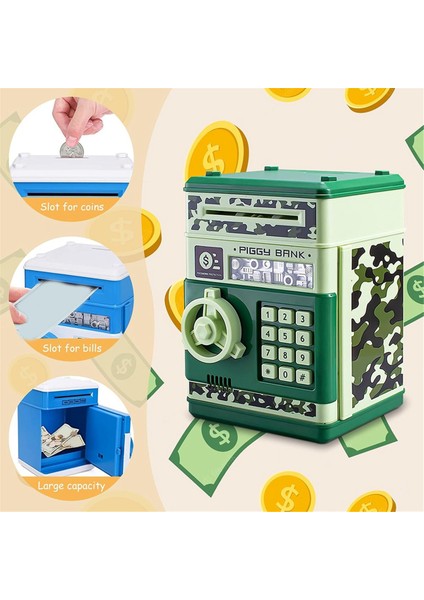 Atm Kumbara Erkek Kız Çocukları Için Atm Para Bankası Para Tasarruf Kutusu Mavi (Yurt Dışından)