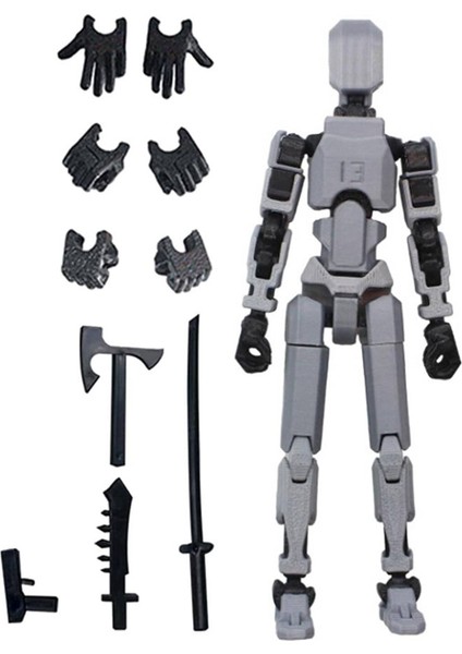 Robot Aksiyon Figürü Tam Eklemli 3D Baskılı Gri (Yurt Dışından)
