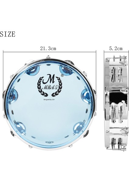 Tef Capoeira Parlak Drumhead Taşınabilir Üfleme Samba Davul 8 Inç Mavi Için (Yurt Dışından)