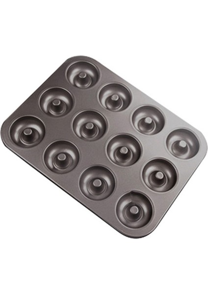Delikli Donut Kek Kalıbı Dıy Çikolatalı Pasta Tatlı 12 Bardak Siyah (Yurt Dışından)