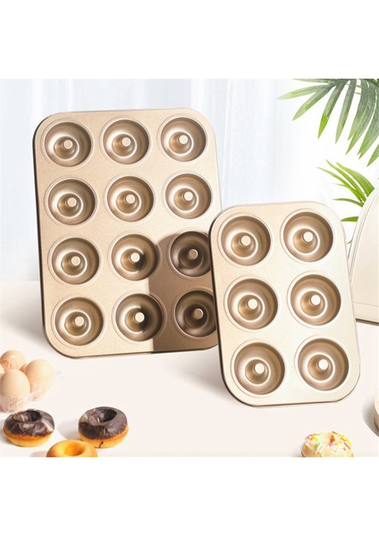 Delikli Donut Kek Kalıbı Dıy Çikolatalı Pasta Tatlı 12 Bardak Siyah (Yurt Dışından)
