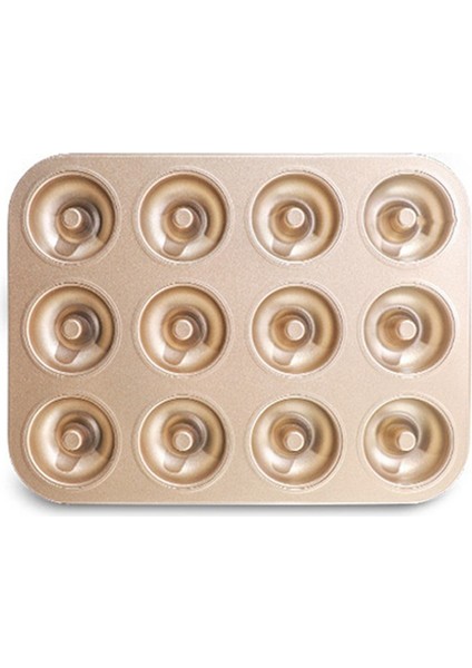 Delikli Donut Kek Kalıbı Dıy Çikolatalı Pasta Tatlı 12 Bardak Altın (Yurt Dışından)
