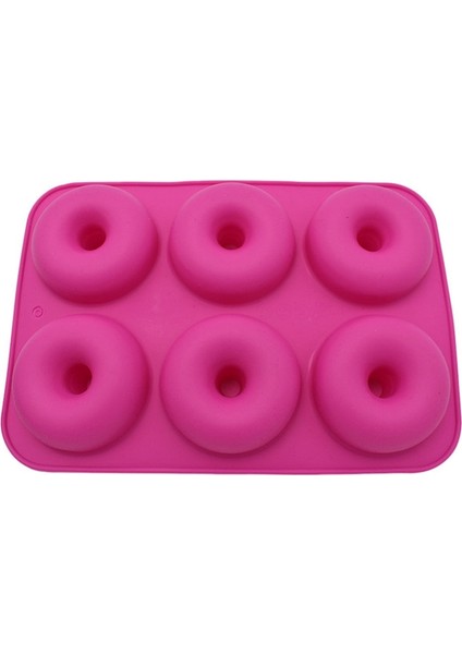 Altı Kafes Çok Renkli Donut Pişirme Aracı Mutfak Kek Kalıbı-Gül Kırmızısı (Yurt Dışından)