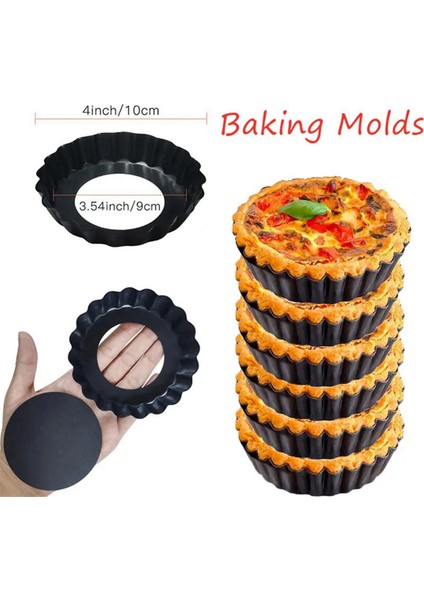 Adet 4IN/10CM Mini Turta Muffin Kek Kalıbı Tart Kiş Flan Kalıbı (Yurt Dışından)