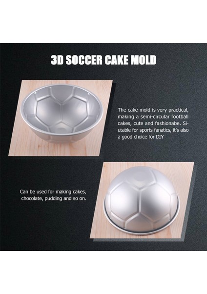 Adet 3D Yarım Yuvarlak Top Şeklinde Futbol Kek Kalıbı 8 Inç (Yurt Dışından)