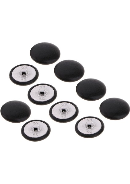 10'lu Paket Siyah Suni Deri Kaplı Düğmeli Çanta Giyim Dekoru 25MM Siyah 25MM (Yurt Dışından)