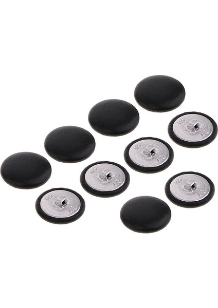 10'lu Paket Siyah Suni Deri Kaplı Düğmeli Çanta Giyim Dekoru 25MM Siyah 25MM (Yurt Dışından)