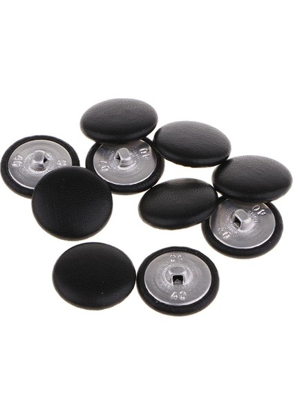 10'lu Paket Siyah Suni Deri Kaplı Düğmeli Çanta Giyim Dekoru 25MM Siyah 25MM (Yurt Dışından)