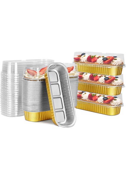 6.8oz Alüminyum Folyo Dar Kek Kalıpları, Dikdörtgen Kek Pişirme Kapları (Yurt Dışından)