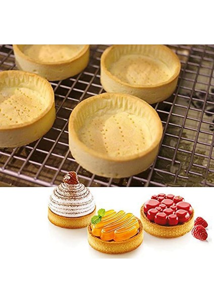 Adet Tart Halkası Yapışmaz Kek Halkası Seti Pişirme Kalıpları (Yuvarlak) (Yurt Dışından)