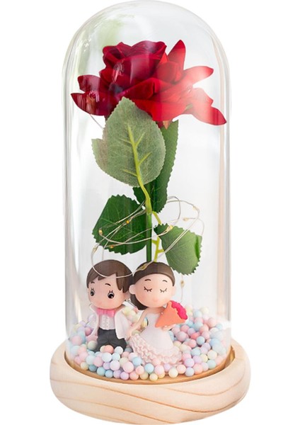 Işıklı Çiçek Hediyeleri Ahşap Tabanlı Çift (Yurt Dışından)