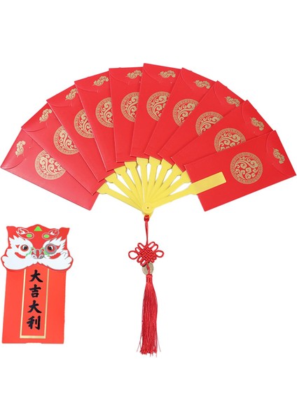 Çin Yılı Kırmızı Kırmızı Paketler Hongbao Katlanır Yelpaze Kırmızı 10 (Yurt Dışından) indirimleri