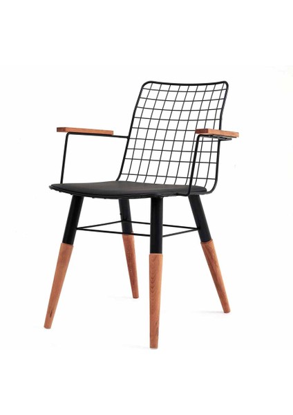 Akın Lüx Nehir Kollu 2'li Sandalye - Siyah - 78X58X59 cm modelleri